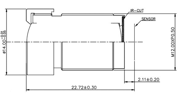 12.5MM 1 2.3 Inch Non Distortion Lens M12 Mount With IR-Cut For Specification